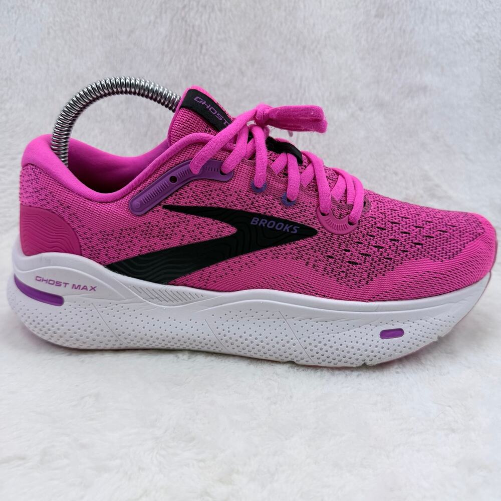 Brooks Ghost Max Womens Running Shoes Pink Glo Purple Black Size 8 Athletic